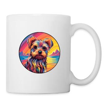 Yorkshire Terrier Dog Breed Colorful Cartoon Water - Mug - white - Right