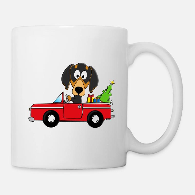 HUND - DACKEL - WEIHNACHTEN - AUTO - GESCHENKE - Tasse - Weiß
