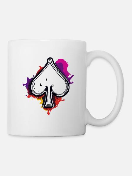 Pik / Spielkarte / Poker / Symbol / schwarz / Skat - Tasse - Weiß
