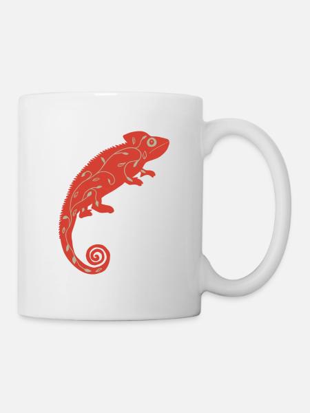 Rotes Chamäleon - Tasse - Weiß