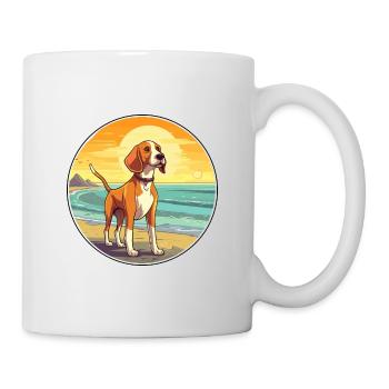 American Foxhound chien race Cartoon Kawaii Clipart - Mug blanc - blanc - Droite