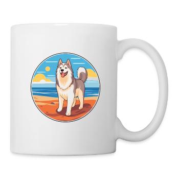 Alaskan Malamute Dog Breed Cartoon Kawaii Clipart - Mug - white - Right
