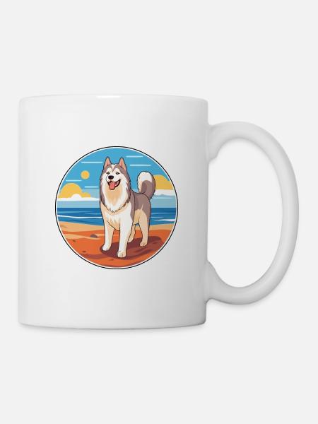Malamute d’Alaska chien race Cartoon Kawaii Clipart - Mug blanc - blanc