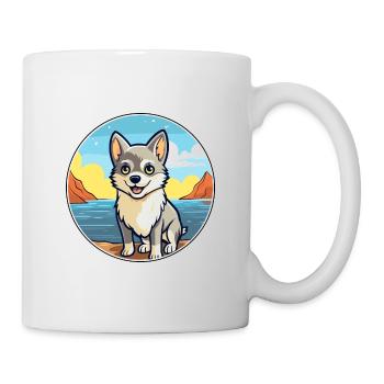 Alaska Klee Kai chien race Cartoon Kawaii Clipart - Mug blanc - blanc - Droite