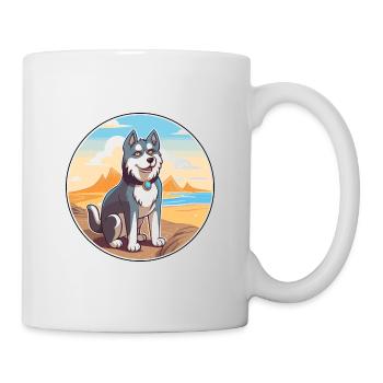 Alaskan Husky Dog Breed Cartoon Kawaii Clipart Dog - Mug - white - Right
