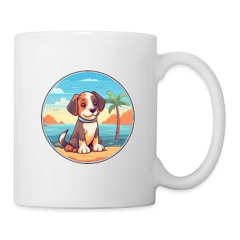 Aidi chien race dessin animé Kawaii Clipart aquarelle - Mug blanc - blanc - Droite