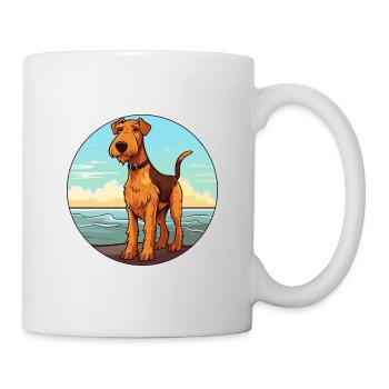 Airedale Terrier chien race Cartoon Kawaii Clipart - Mug blanc - blanc - Droite
