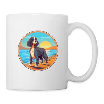 Alpine Spaniel Dog Breed Cartoon Kawaii Clipart - Mug - white - Right