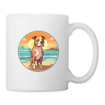 American Pitbull Terrier Dog Breed Cartoon Kawaii - Mug - white - Right