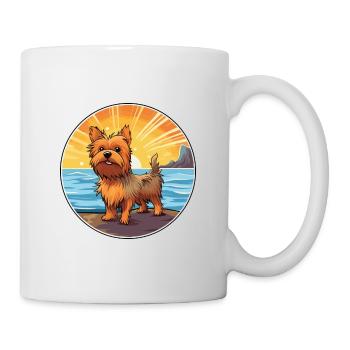 Australian Silky Terrier Dog Breed Cartoon Kawaii - Mug - white - Right
