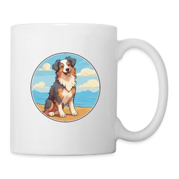 Berger australien race de chien de dessin animé Kawaii - Mug blanc - blanc - Droite
