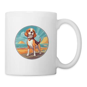 Beagle Dog Breed Cartoon Kawaii Clipart Watercolor - Mug - white - Right