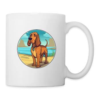Bloodhound chien race dessin animé Kawaii Clipart chien - Mug blanc - blanc - Droite