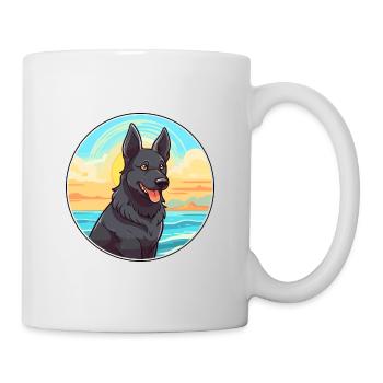 Chien d’élan norvégien noir race de chien Cartoon Kawaii - Mug blanc - blanc - Droite