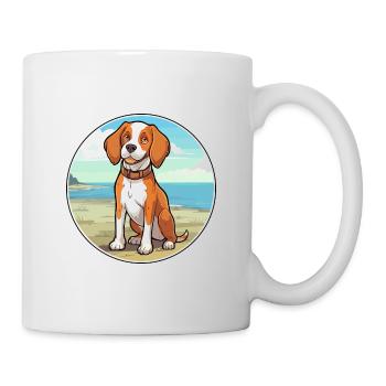 Bretagne chien race dessin animé kawaii clipart chien animal de compagnie - Mug blanc - blanc - Droite