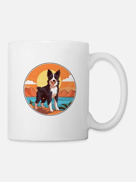 Border Collie Hund Rasse Cartoon Kawaii Clipart Hund - Tasse - Weiß