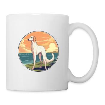 Barzoi chien race Cartoon Kawaii Clipart aquarelle - Mug blanc - blanc - Droite