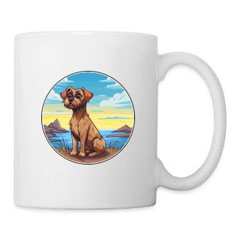 Border Terrier chien race Cartoon Kawaii Clipart - Mug blanc - blanc - Droite