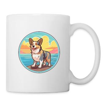 Cardigan Welsh Corgi Dog Breed Cartoon Kawaii Dog - Mug - white - Right