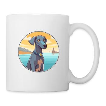 Bleu dentelle chien race dessin animé Kawaii Clipart chien animal de compagnie - Mug blanc - blanc - Droite