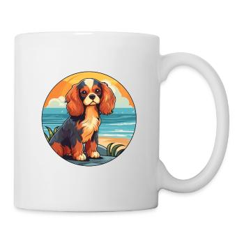 Cavalier King Charles Épagneul chien race dessin animé - Mug blanc - blanc - Droite