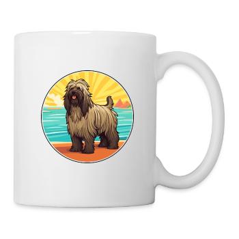 Briard Dog Breed Cartoon Kawaii Clipart Watercolor - Mug - white - Right