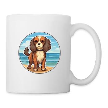 Cavalier Dog Breed Cartoon Kawaii Clipart Dog Pet - Mug - white - Right