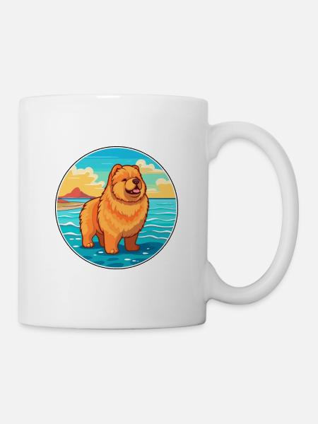 Chow Chow chien race dessin animé Kawaii Clipart chien animal de compagnie - Mug blanc - blanc
