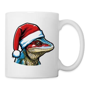 Tête de lézard Portrait de Noël de lézard - Mug blanc - blanc - Droite