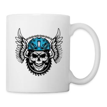 Skull bike helmet - Skull with cycling helmet - Mug - white - Right