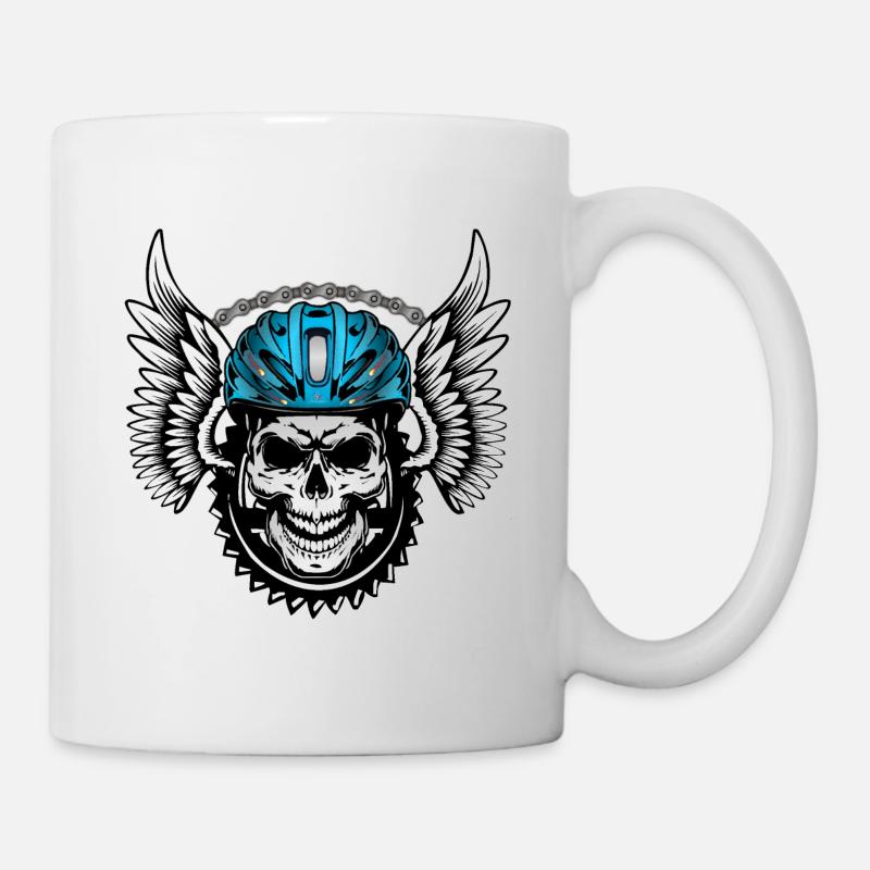 Casque de vélo Skull - Skull avec casque de vélo - Mug blanc - blanc
