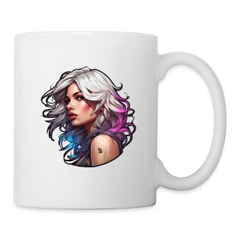Rocker Girl / Punkrock / Frau / bunte Haare / cool - Tasse - Weiß - Rechts