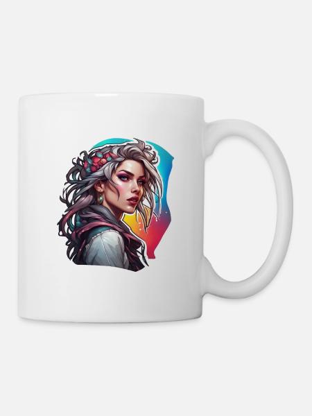 Rocker Girl / Punkrock / Frau / bunte Haare / cool - Tasse - Weiß