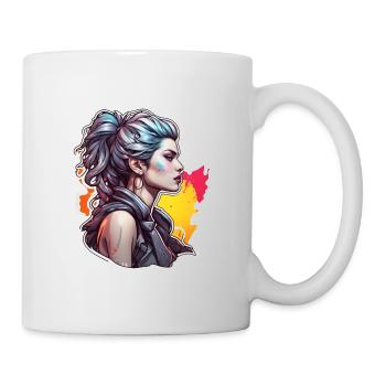 Rocker Girl / Punkrock / Frau / bunte Haare / cool - Tasse - Weiß - Rechts