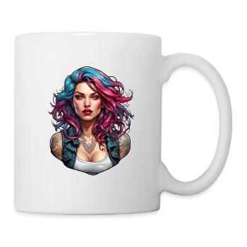 Rocker Girl / Punkrock / Frau / bunte Haare / cool - Tasse - Weiß - Rechts
