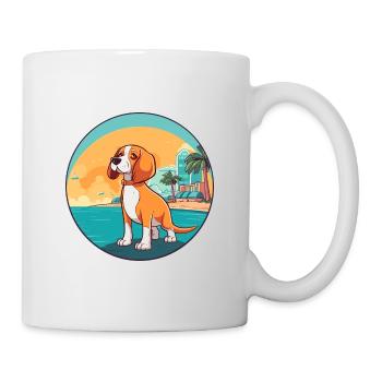 Deutsche Bracke Hund Rasse Cartoon Kawaii Clipart - Tasse - Weiß - Rechts