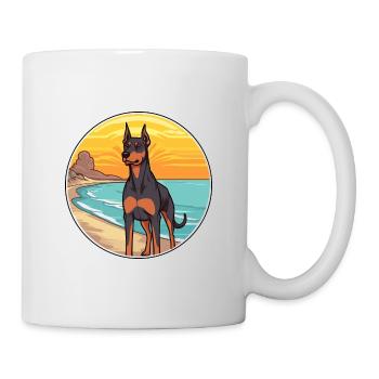 Doberman Pinscher Dog Breed Cartoon Kawaii Clipart - Mug - white - Right
