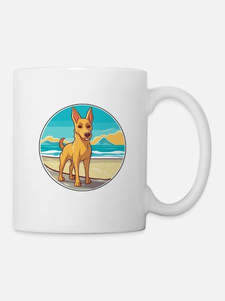 Dingo chien race dessin animé Kawaii Clipart aquarelle - Mug blanc - blanc