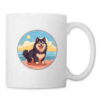 Finnisch Lapphund Hund Rasse Cartoon Kawaii Clipart - Tasse - Weiß - Rechts