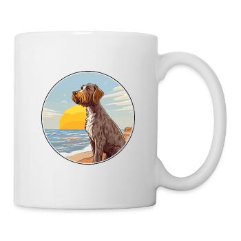 German Wirehaired Pointer Dog Breed Cartoon Kawaii - Mug - white - Right