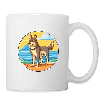 Chien-loup tchécoslovaque race chien dessin animé Kawaii chien - Mug blanc - blanc - Droite