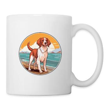 Français Bretagne chien race Cartoon Kawaii Clipart - Mug blanc - blanc - Droite