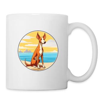 Ibizan Hound Dog Breed Cartoon Kawaii Clipart Dog - Mug - white - Right