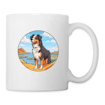 English Shepherd Dog Breed Cartoon Kawaii Clipart - Mug - white - Right