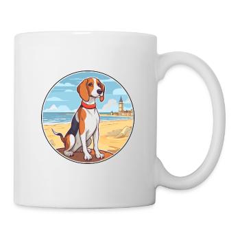 Français Tricolor Hound Dog race Cartoon Kawaii Dog - Mug blanc - blanc - Droite