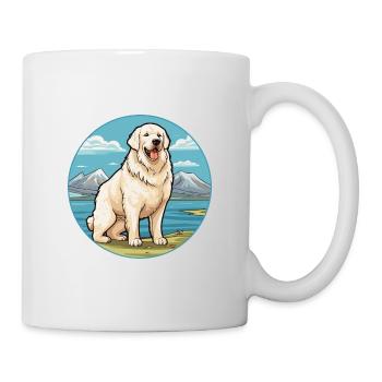 Great Pyrenees Dog Breed Cartoon Kawaii Clipart - Mug - white - Right