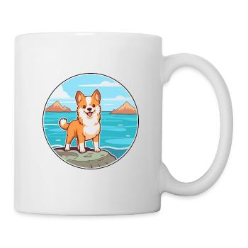 Hokkaido Dog Breed Cartoon Kawaii Clipart Dog Pet - Mug - white - Right