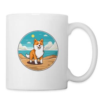 Icelandic Sheepdog Dog Breed Cartoon Kawaii Dog - Mug - white - Right