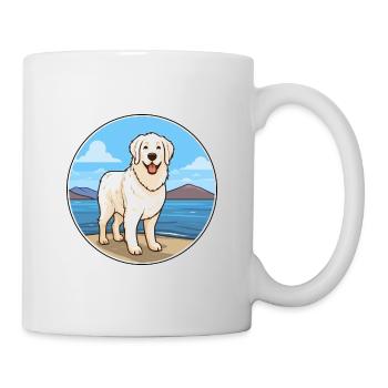 Kuvasz chien race dessin animé Kawaii Clipart aquarelle - Mug blanc - blanc - Droite