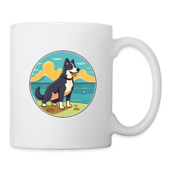 Karelian Bear Dog Breed Cartoon Kawaii Clipart Dog - Mug - white - Right